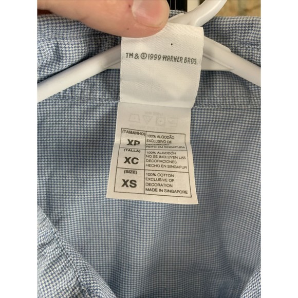 Vintage Warner Bros 1999 Looney Tunes Men’s XS Embroidered Blue Button Up Shirt - Picture 3 of 10